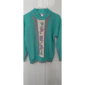 Beautiful White Stag Aqua Sweater 100 Percent Acrylic Size M